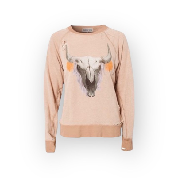 Wildfox Tops - HTF: OG Wildfox Couture ☺︎︎ Cherie Southwest Skull Destroyed Sweater ☺︎︎ Pink M